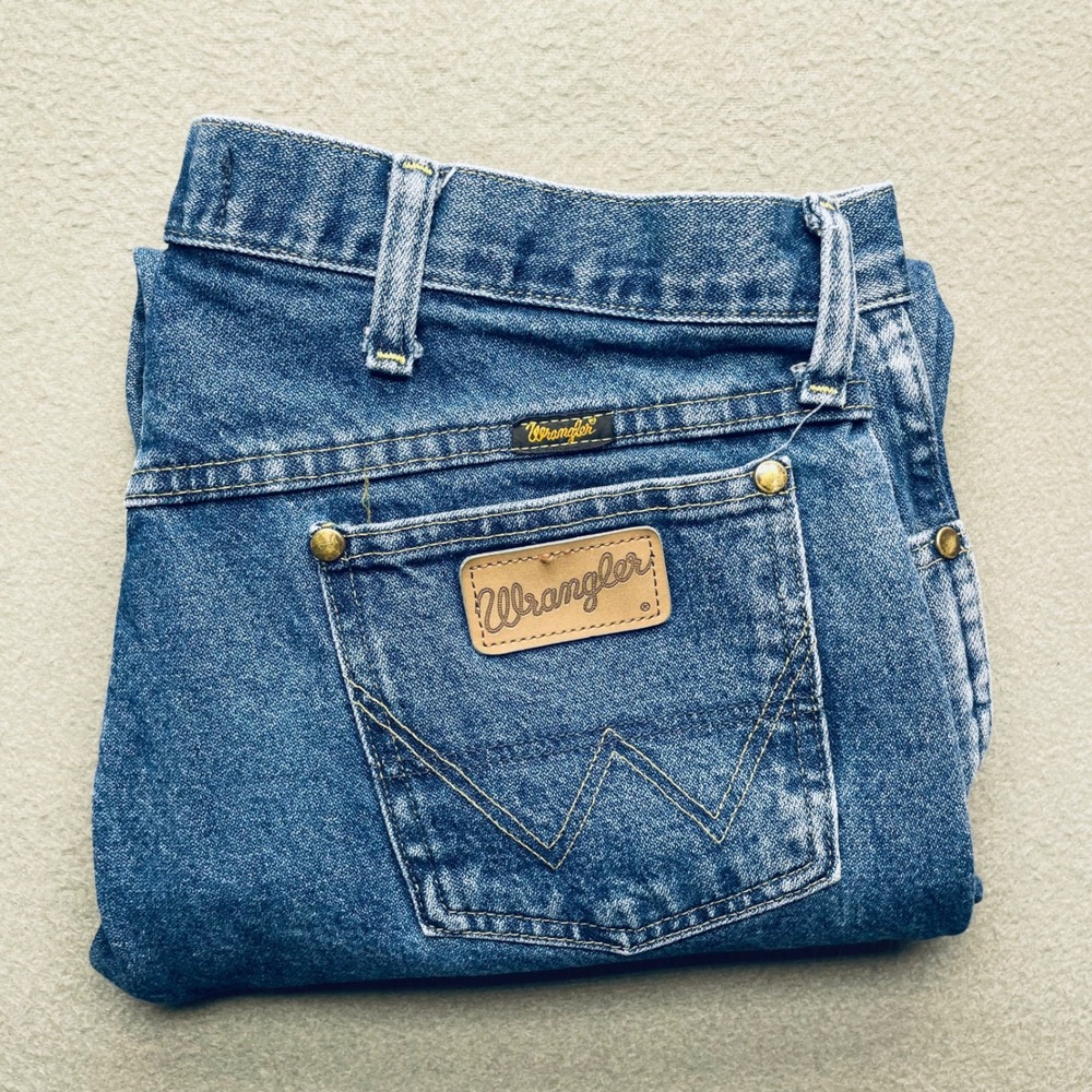 Wrangler Men Jeans 100% Cotton 36x32 George Strait Relaxed Straight Western Blue